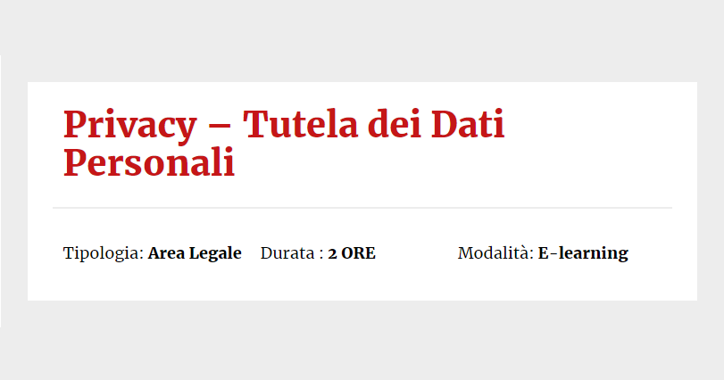 Privacy Tutela Dei Dati Personali Multicampus